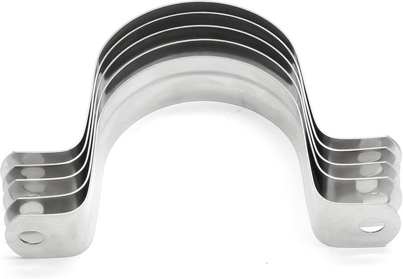Jersvimc 10Pcs 1-3/4 Inch Stainless Steel Conduit Clamps, Two Hole Strap U Bracket Rigid Pipe Strap Metal U Clamp Conduit Strap Tension Clips U-tube Clamp Heavy Duty - Image 2